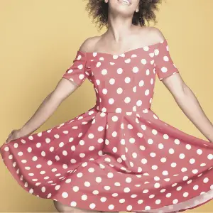 This A-line dress with polka dots is fun and flirty.