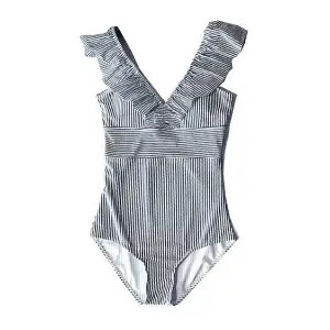 The ruffle one piece is one of the best swimsuits for moms