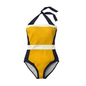 the colorblocking on this swimsuit for moms is so flattering