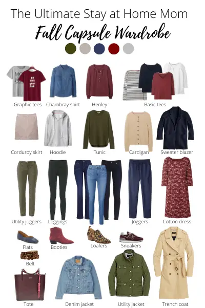 this stay at home mom capsule wardrobe for fall has 29 pieces