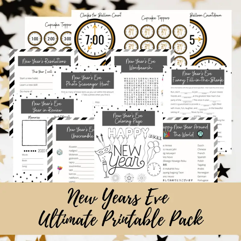 New Years eve printables for kids