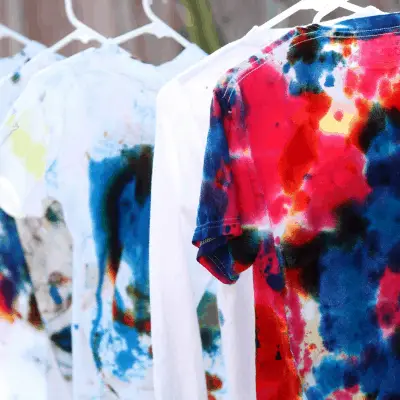 tie dying shirts is a fun patriotic activity for kids