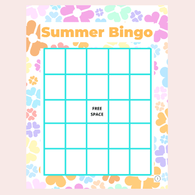 summer bingo printable blank