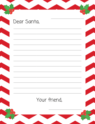 chevron and holly letter to santa printable templates