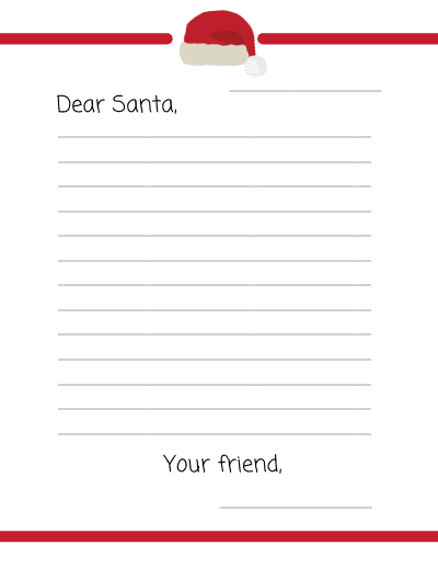 simple santa hat letter to santa printable template