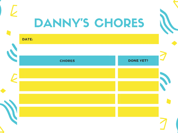 simple chore chart printable