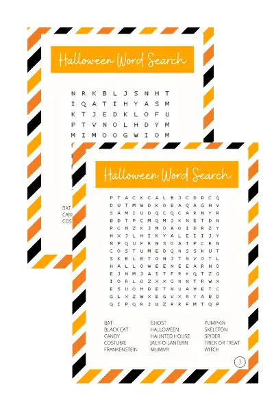 halloween word search free printable