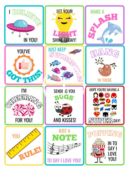 sweet lunchbox notes for kids