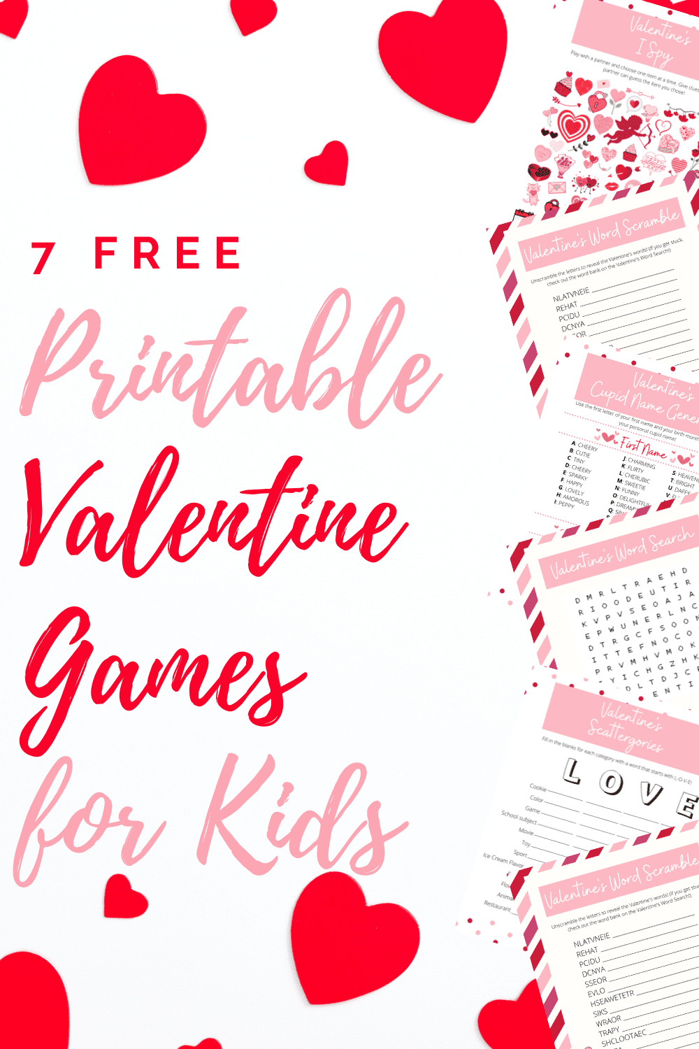 Free Valentine\'s Bingo Printable + 5 Fun Valentine Printable Games for Kids