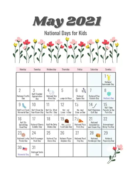national days in may calendar for kids