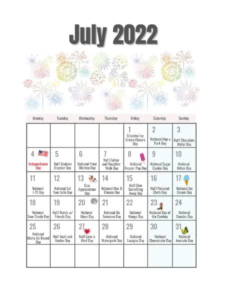 national days in july calendar