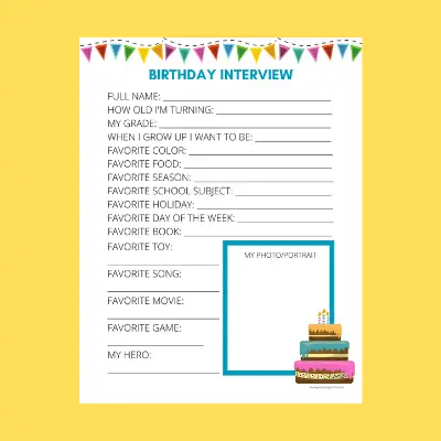 birthday interview free printable