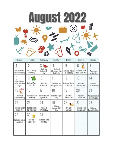 august national days for kids
