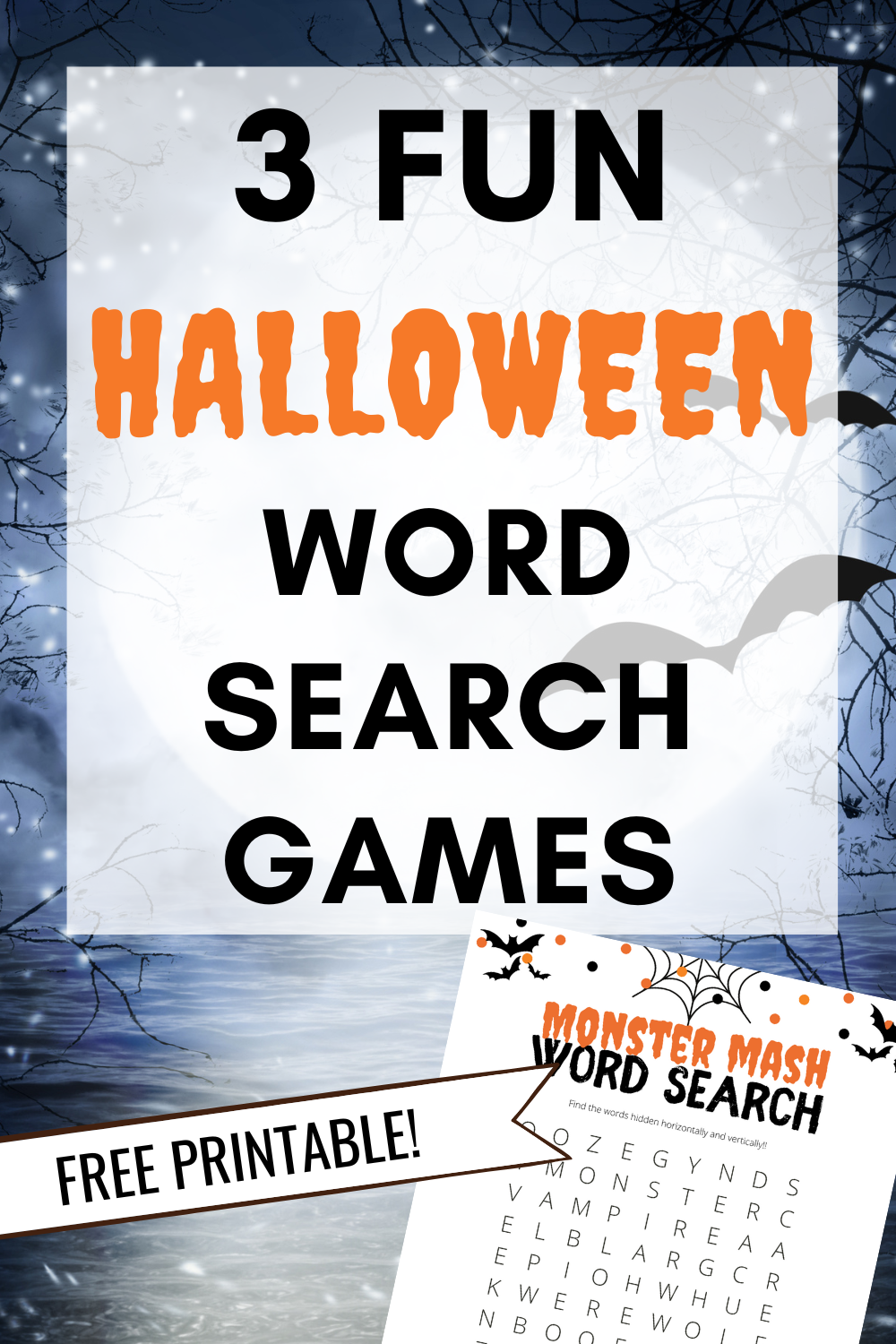 3 Fun and Free Halloween Word Search Puzzles for Kids