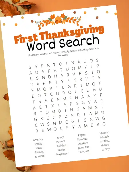 first thanksgiving word puzzle
