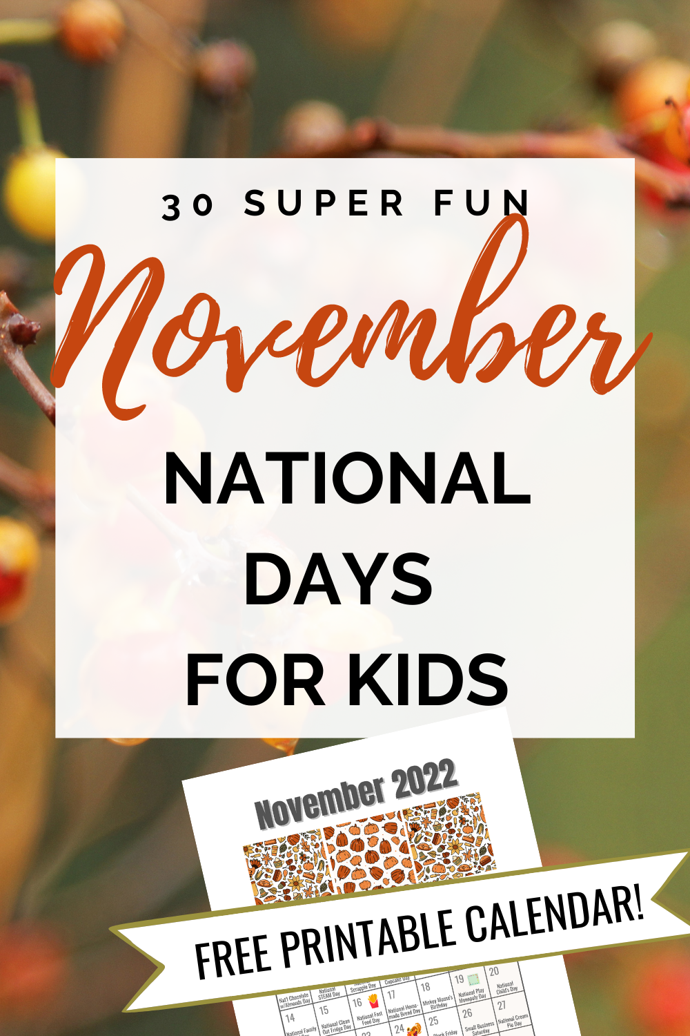 The Best November National Fun Days for Kids