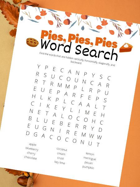 pies word search