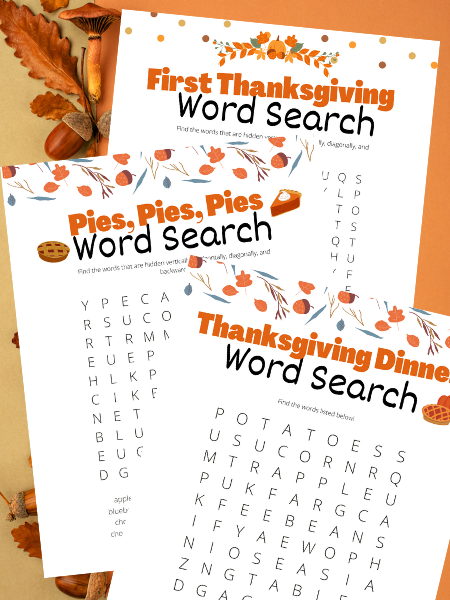 thanksgiving word searches free